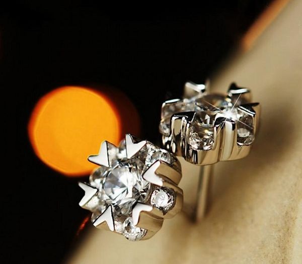 

choucong real 925 sterling silverwomen earrings diamond party wedding stud earrings for women fashion anniversary11, Golden;silver