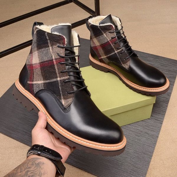 

th canvas patchwork ankle boots brand designer men inner cashmere martin boots winter warm snow boots, Black