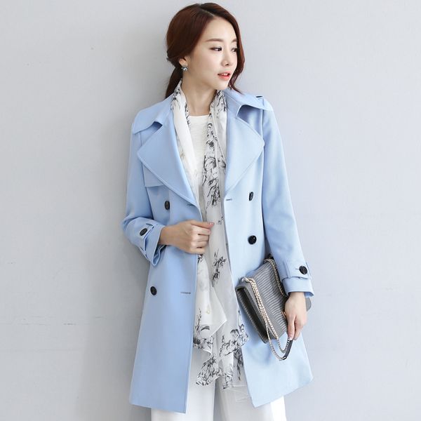 

2021 new female trench long korean jacket elegant spring of women clothes coat mujer kj427 88cg, Tan;black