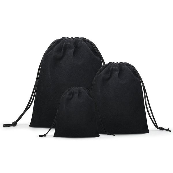 

50pcs / lot velvet black 3 sizes jewelery gift bags brace strap pouches wholesale10*12cm 7*9cm 5*7cm b-057-1 t200602, Pink;blue