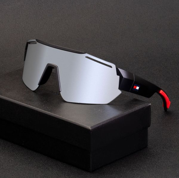 

2020 colorful new bicycle sunglasses men's fashion sunglasses conjoined piece cool outdoor windproof mirror, White;black