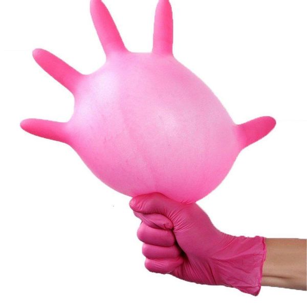 

grade 9 inch a powder-rose red real nitrile gloves 100 pack s
