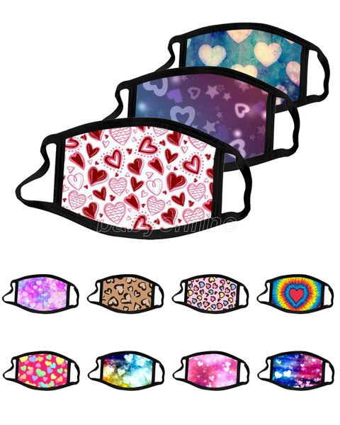 

face masks cotton valentine's day gift dustproof lover heart shaped prints respirator anti fog washable reusable party masks