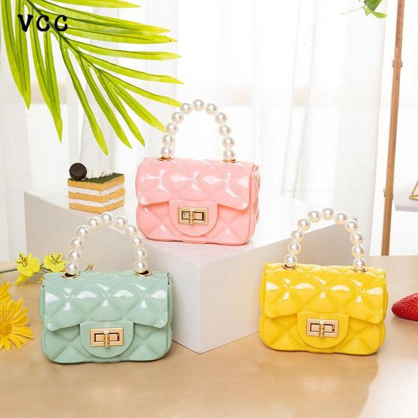 

women mini handbag new elegant shoulder messenger portable chain bag girl pvc jelly bag pearl crossbody rhombus small square