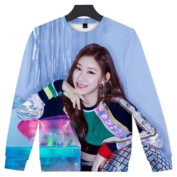 

kpop itzy dalla dalla yeji lia ryujin chaeryeong yuna 3d print round neck sweatshirt men/women casual harajuku o-neck clothes, Black