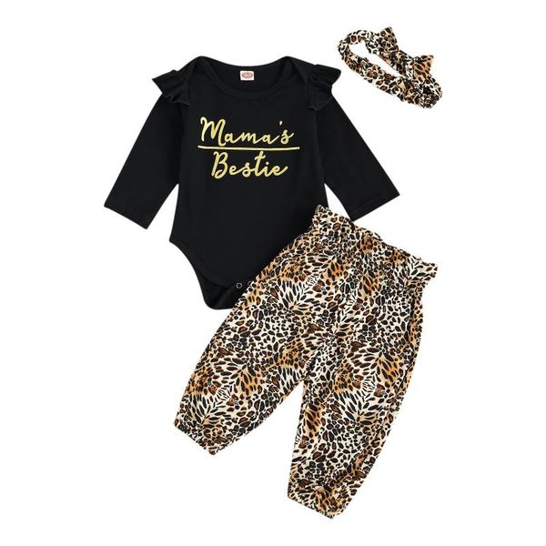 

newborn baby girl leopard pants suit o-neck ruffle long sleeve shirt+warm loose trousers+bowknot headband clothes 0-24m, White