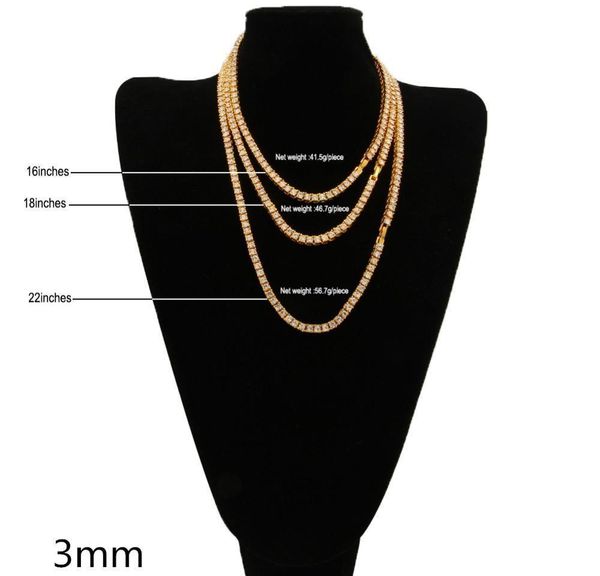 

men's hip hop bling bling iced out tennis chain 1 row m/4mm necklaces sumptuous clastic high grade men chai jlldhk bdesybag, Black