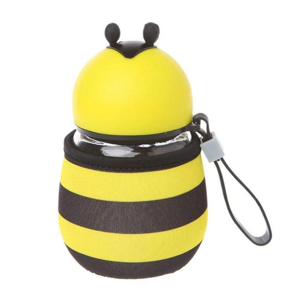 

cute bee бутылки воды стекло bpa free с веревкой теплоизоляция кубок набор для детей, девочек 10 oz