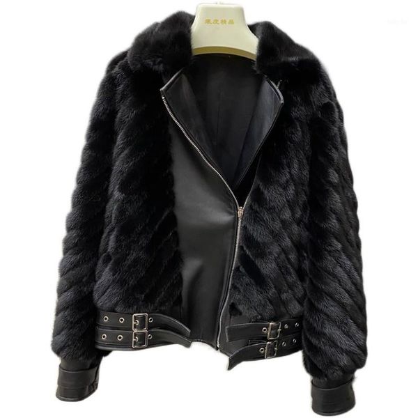 

2021 new luxury real coat women genuine mink coat winter fashion warm jackets zipper black fashion outwear1