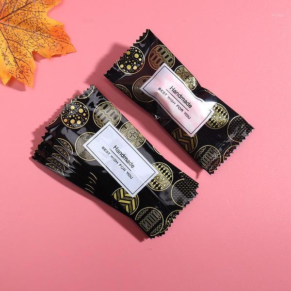 

gift wrap 200pcs/lot candy wrapper black gold wush letter handmade diy plastic packaging bag taffy1