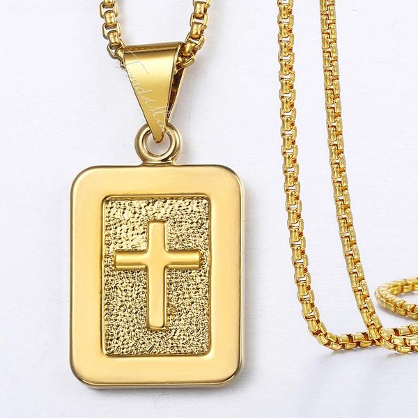 

pendant necklaces womens mens cross carved dog tag christian gold pendants for men religious woman jewelry 2021 gifts hgp309a, Silver