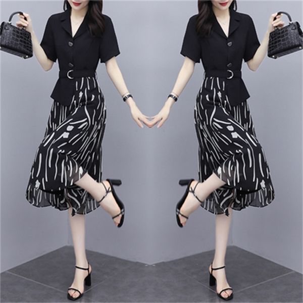 

false two plus size slices korean dress fiest elegant ladies dressed in women's summer dresses st2z, Black;gray