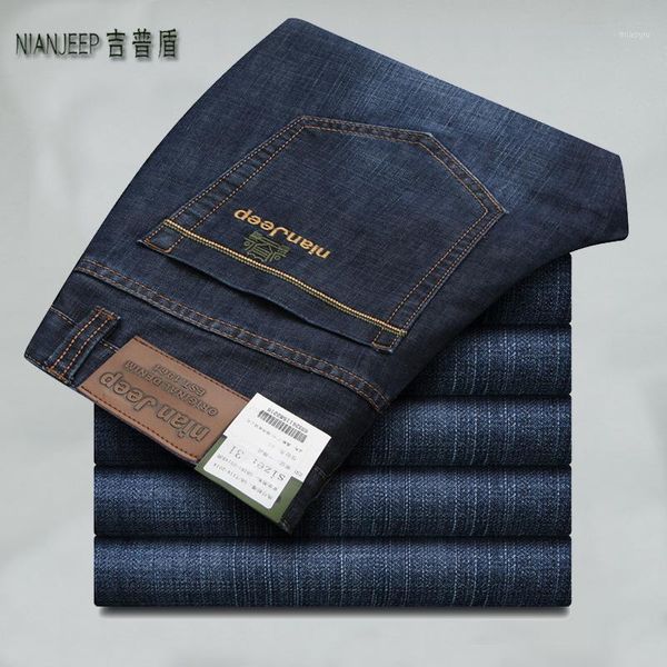 

nianjeep 2021 new thicken autumn winter jeans men smart casual denim mens jeans trousers brand clothing big size 28-40 42 82311, Blue