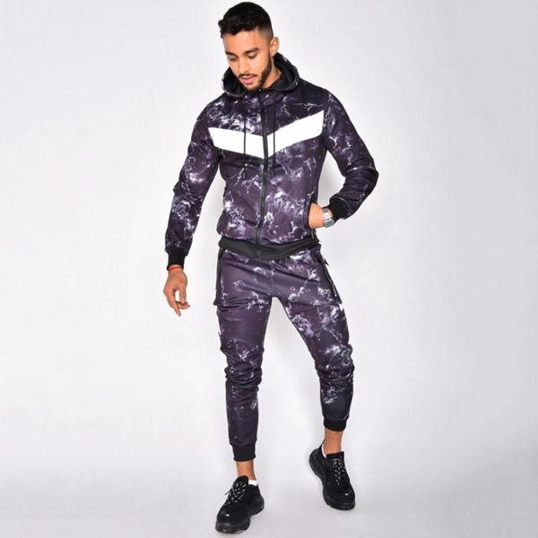 

men's tracksuits 2021 autumn wearing mens tracksuit set casual hip-hop streewear men hoodie+pants sets camo sweat sportswear suit, Gray