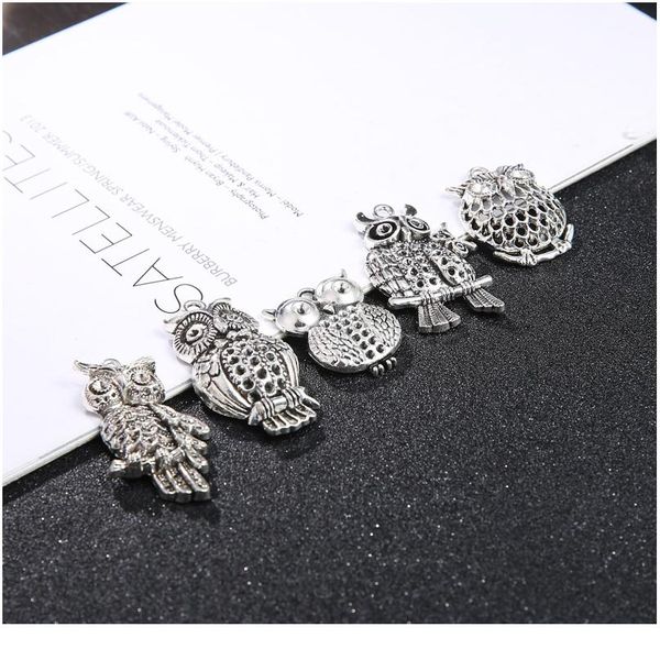 

vintage mixed 10/20pcs metal owl birds animal charms beads handmade diy for bracelet pendant crafts jewelry making sqceyp