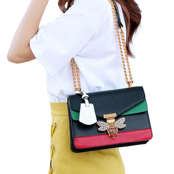 

bags for women 2020 color splicing little bee bags fashion zipper designer handbag elegant shoulder bag malas de senhora #j5s