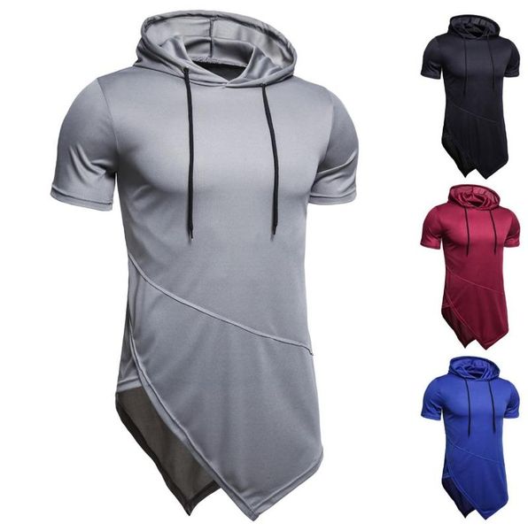 

men's hooded striped pattern casual fashion lapel short sleeve t shirt, White;black