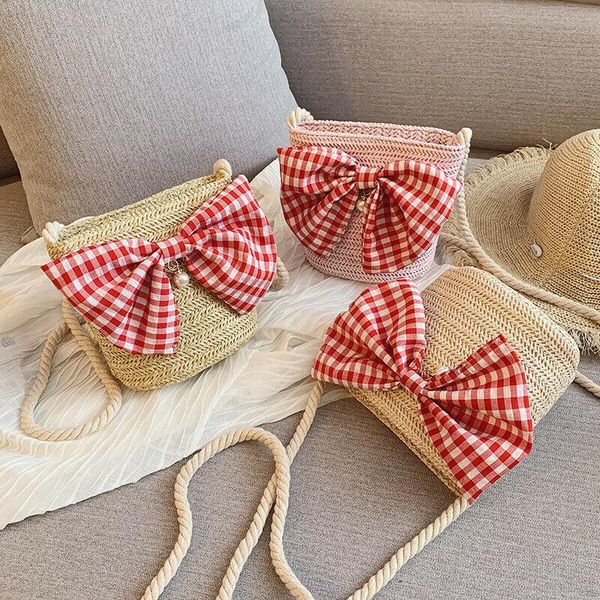 

2020 women rattan straw bag big bow beach handbags fashion tote ladies handmade woven shoulder pack bags for women's pearl bags
