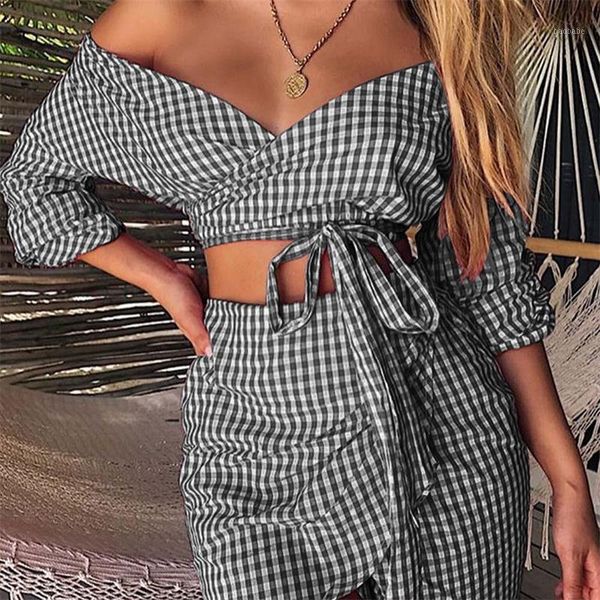 

strapless dresses summer plaid chiffon dress women 2 piece set mini high street fashion robe womens party club wear vestido1, White
