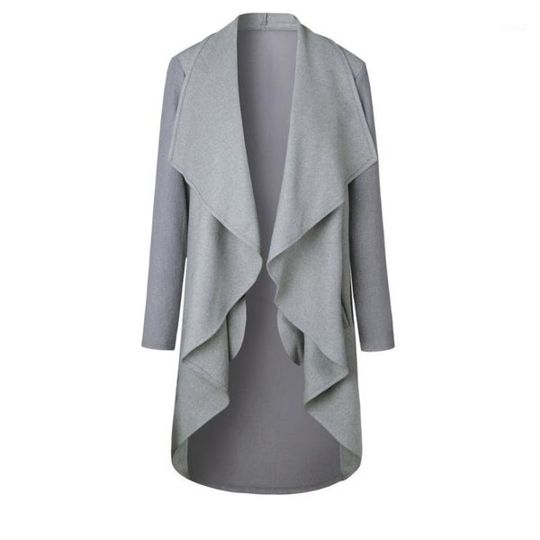

2018 new women korean casual lapel collar windbreaker long sleeve straight ladies gray black army green cardigan coat1, Tan;black