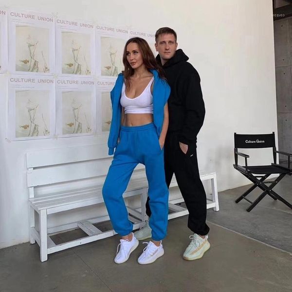 

australian designer, women's sports suit, winter 2020 new warm, hooded fleece sports suit1, Gray