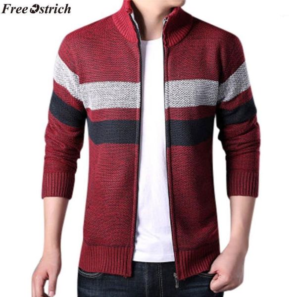 

ostrich men jacket 2020 men's new style fashion knitted cardigan sweater coat fashion warm sweaters,windproof jacket1, Black;brown