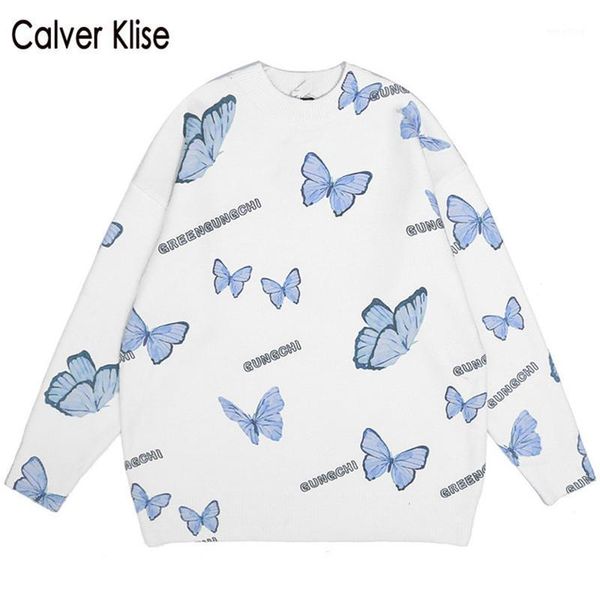 

calver klise covered butterflies knitted sweaters jumpers japanese retro streetwear hip hop harajuku knitwear mens pullover1, White;black