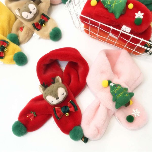 

children's christmas scarf gift fawn for men and women, Red;brown