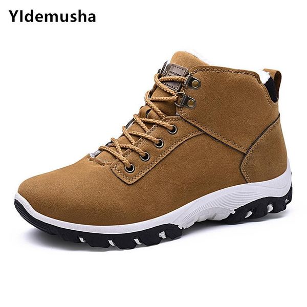 

new men boots anti-skidding pu leather shoes men popular comfy autumn winter shoes short plush snow boots durable outsole, Black
