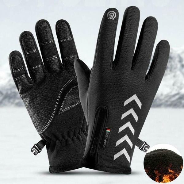 

five fingers gloves outdoor sport driving winter mens warm and wind-proof waterproof non-slip touch screen ski riding1, Blue;gray