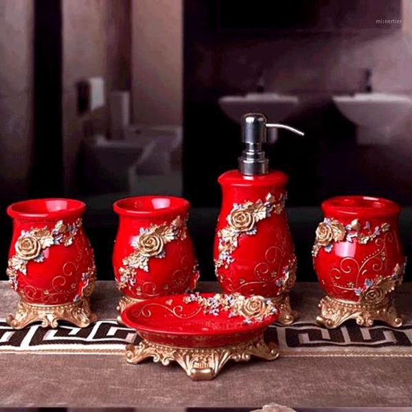 

bath accessory set arrival european style resin bathroom accessories 5 pieces home decor wedding decoration house-warming gift set1