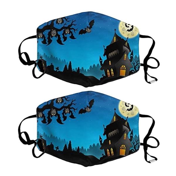 

2pc cotton mask halloween print protective reusable washable mask adjustable comfortable outdoor cycling mask mascarilla wmtvkp
