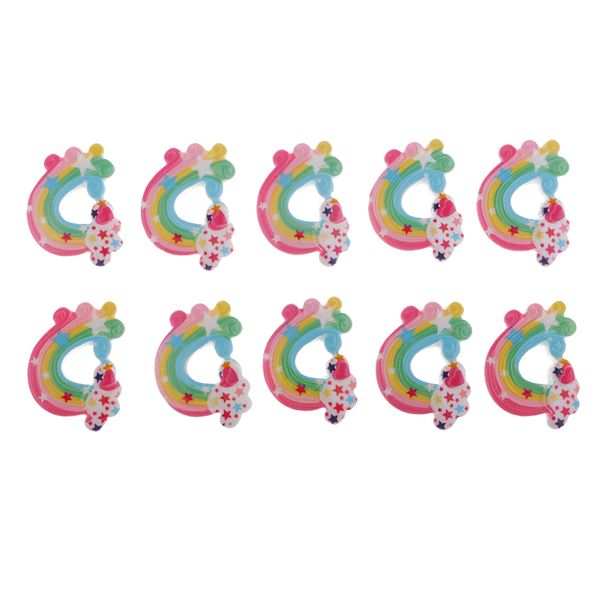

10 colorful flat back resin rainbow cabochon diy phone decor scrapbook craft