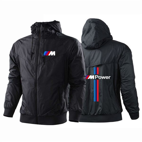 

men's bmw car harajuku windbreaker solid zipper coats print jackets sport high street patchwork male hoodiesstreetwear wind, Black;brown