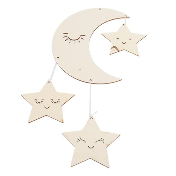 

crafts decoration pgraphy props baby room wooden nursery decor pendant dream catcher moon star ornaments novelty