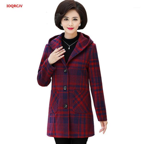 

winter woolen jacket women's 2018 middle-aged mother clothes plus size 5xl hooded cardigan wool coat female windbreaker jackets1, Black