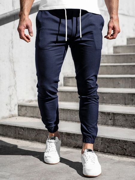 

men drawstring waist tapered pants p7ms#, Black