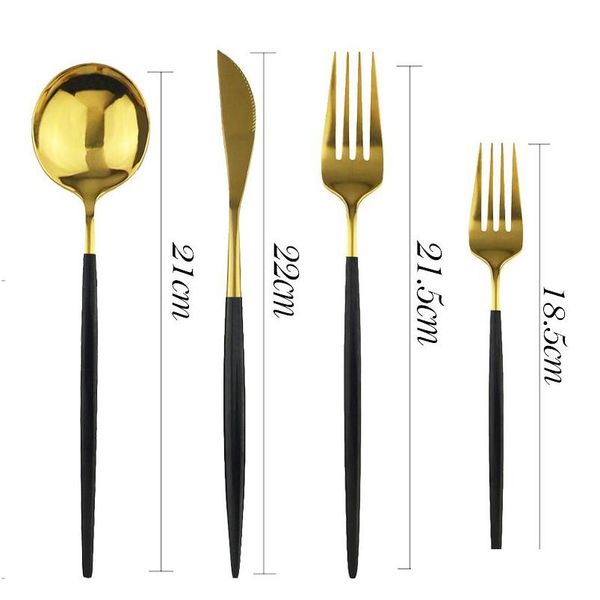 

24pcs/set black gold dinnerware cutlery set dessert fork flatware set 18/10 stainless stee kitchen table jlllrz mxyard