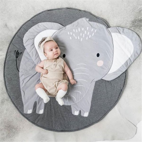 

cartoon elephant baby blanket infant play mats toddler kids crawling round carpet rug nordic kids bed room decor p props y201009
