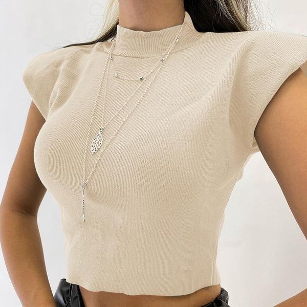 

fashion o neck sleeveless vest sweater women 2021 with shoulder pads knitted pullover autumn jumper casual 1, White;black