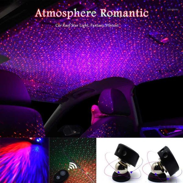 

ambient light starry sky light car led roof star atmophere star decorative interior remote control projector1