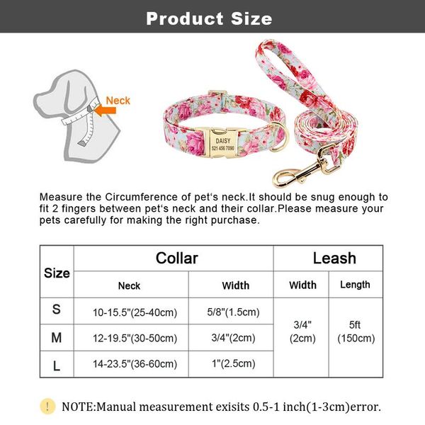 

personalized printed dog collar leash set customized nylon pet collar leash engraved nameplate for small medium la bbyubs