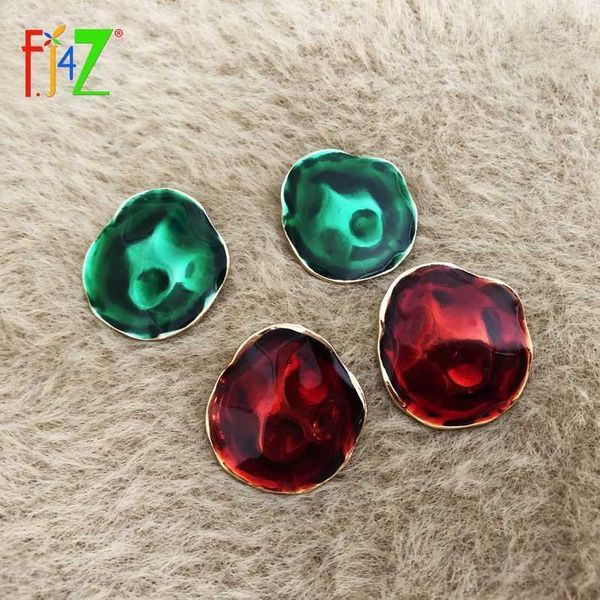 

f.j4z new big stud earrings for women irregular alloy green & red enamel hyperbole earrings girl's jewelry dropship1, Golden;silver