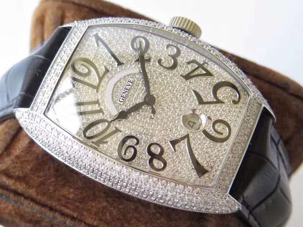 

abf casablanca 8880 luxury watch full diamond mens watch swiss 2824 automatic mechanical 28800 vph cnc stainless steel wristwatch sapphire, Slivery;brown