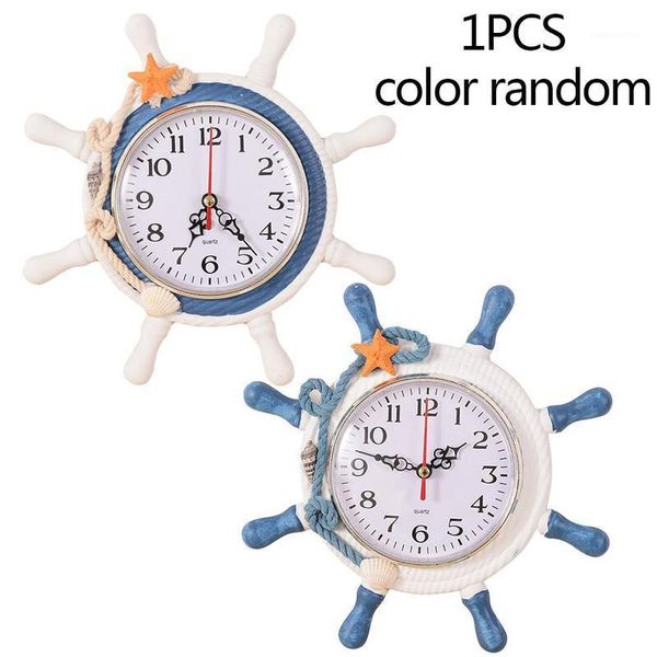 

wall clocks 1 pc sea theme wheel rudder steering clock anchor well shape beach decor antique home decoration hanging randomcolor1