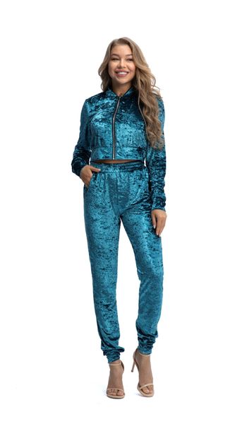 

women velvet sport suit hooded zipper cardigan short high waist pants ladies 2pcs clothing suit, White