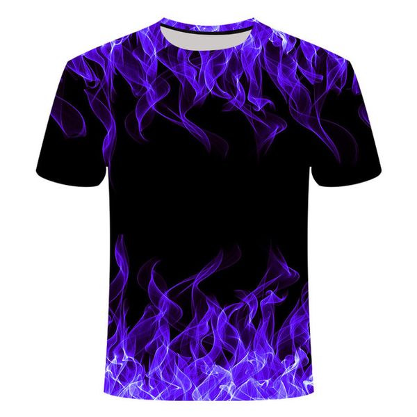 

blue flaming anime camiseta streatwear 3d print shirts anime plus size funny men clothing