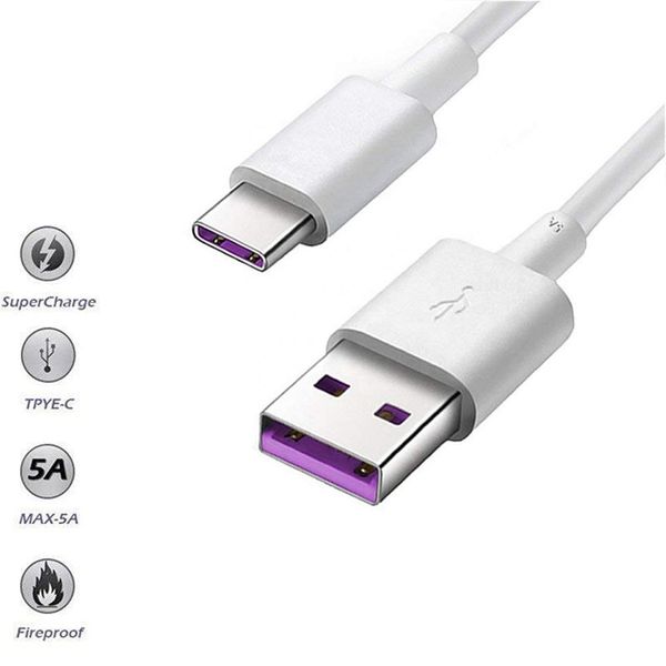 Cavo di ricarica 2M 5A per Huawei Samsung Moto LG Cavo USB Tipo C Cavo USB 3.1 Tipo-C cavi di ricarica rapida Spedizione gratuita