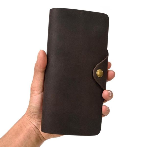 

wallets yupinxuan mens long model real leather wallet crazy horse purse male money bag, Red;black