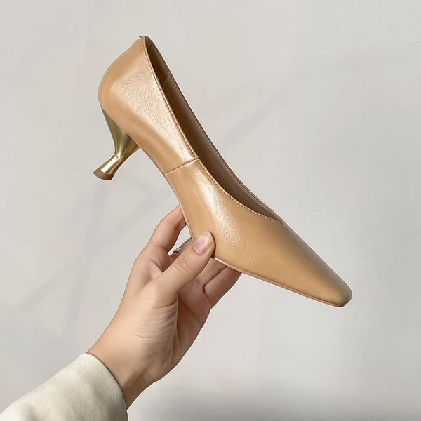

2020 spring women's and new autumn all-female pumps shllow white high heels square toe naked only female shoes fpxv, Black